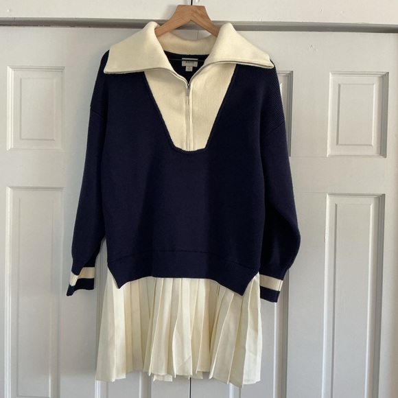 Anthropologie Maeve Varsity Sweater Twofer Mini Dress size small - Picture 2 of 8